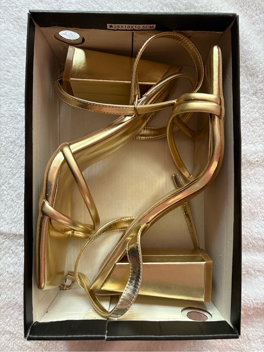 Gold Strappy Block Heel Sandals